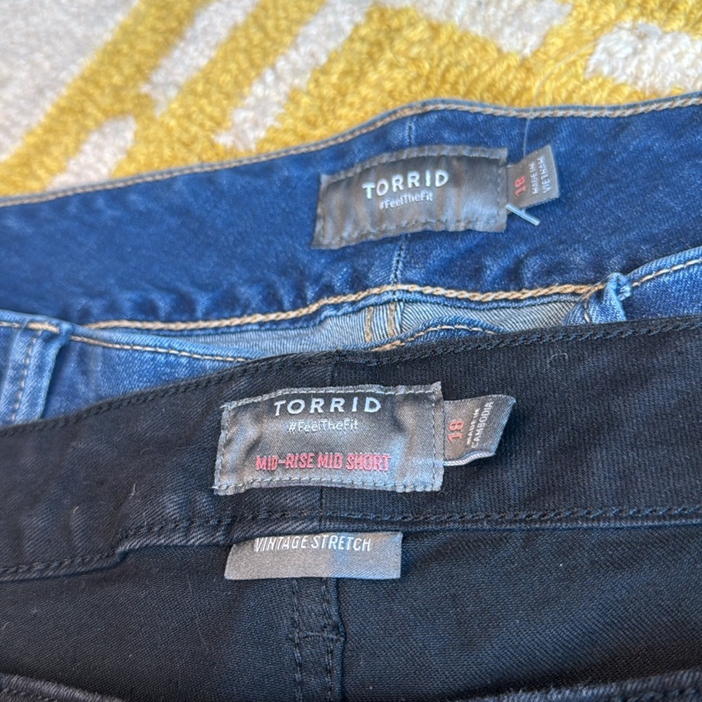 Torrid bundle 2) shorts Black and Blue Jean Shorts black raw hemline size 18 - Picture 2 of 10